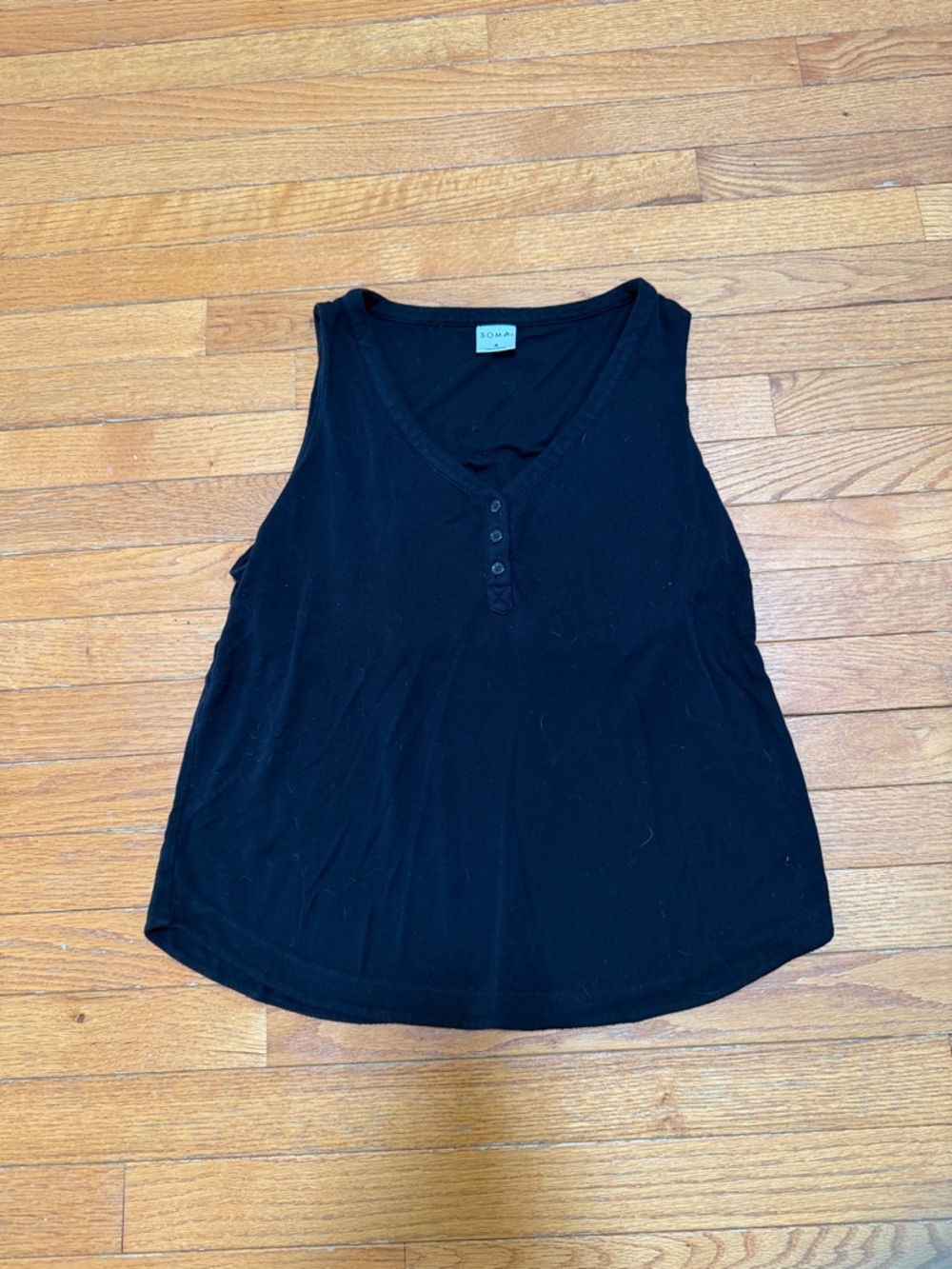 Soma Black V-Neck Henley Sleeveless Tank